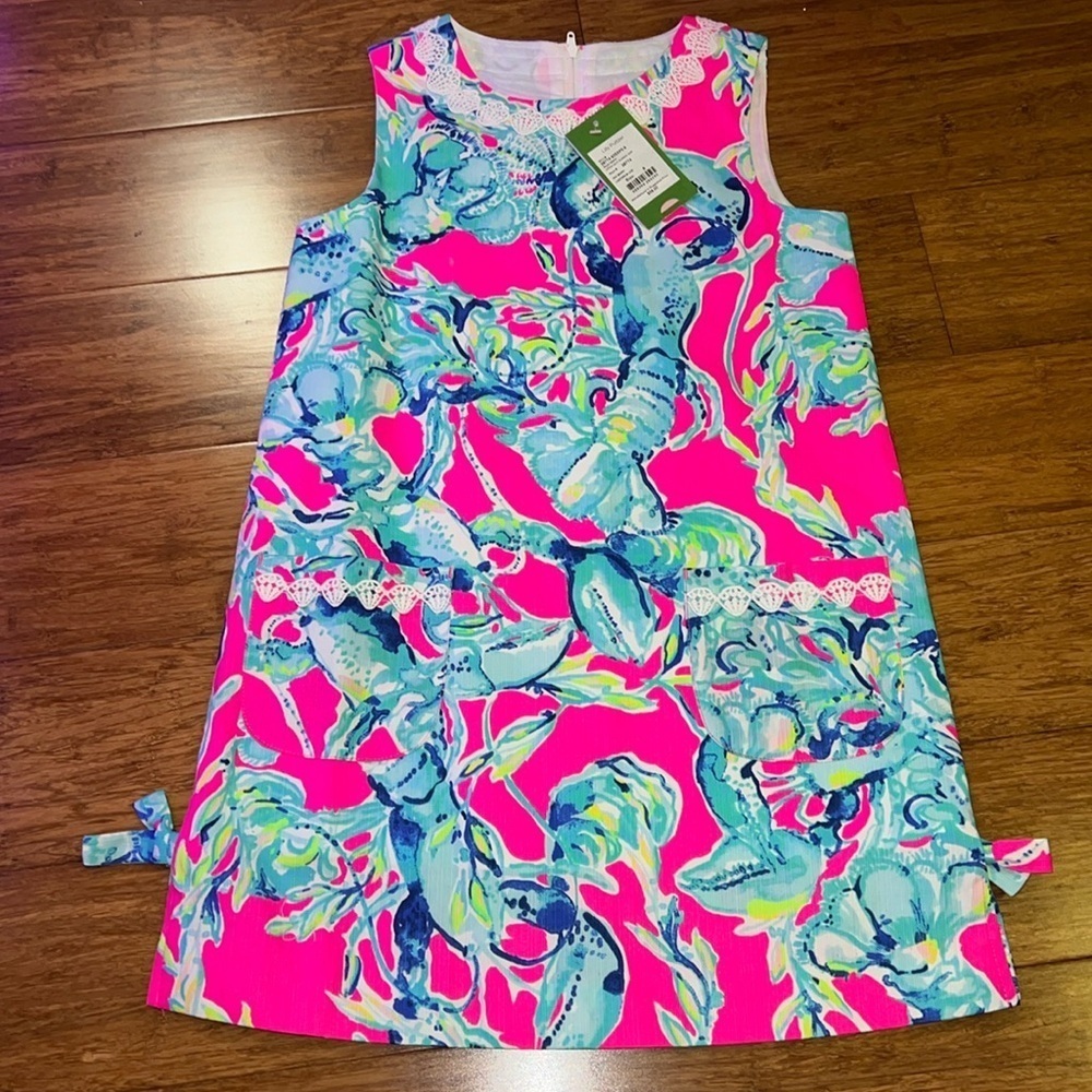Lilly Pulitzer little Lilly classic shift dress Raz Berry lobsters in love NWT 8